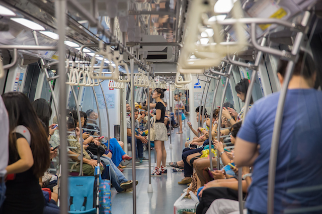 shot of a crowded train in singapore