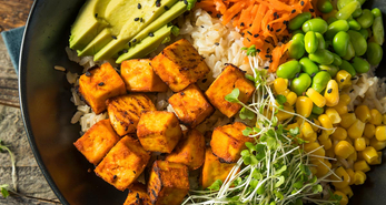 Healthy tofu and rice buddha bowl